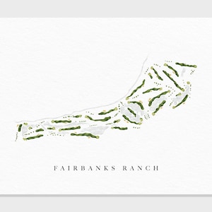 Fairbanks Ranch Country Club | San Diego, Californië | Golfbaankaart, gepersonaliseerde golfkunstcadeaus voor mannen Muurdecoratie, aangepaste aquarelafdruk