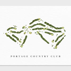 Portage Country Club / Akron, OH / Mappa del campo da golf, dipinto sul golf, regalo sul golf, layout del campo / Stampa artistica in stile acquerello