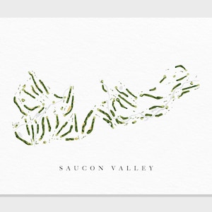 Sauconvallei | Volledige baan, Weyhill-baan, Grace Course, Old Course | Golfbaankaart, decorcadeau, scorekaartlay-out | Kunstafdruk