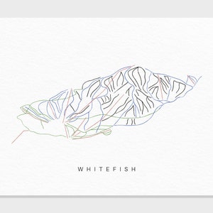 Whitefish Mountain Resort | Montana | Weg Karte Geschenk Berg Haus Ski Dekor, personalisierte Familien Reise Winter Abenteuer, Kunstdruck