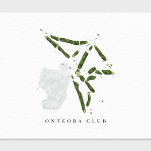 Onteora Club | Tannersville, NY | Golfbaankaart, gepersonaliseerde golfkunstcadeaus voor mannen Muurdecoratie, aangepaste aquarelafdruk