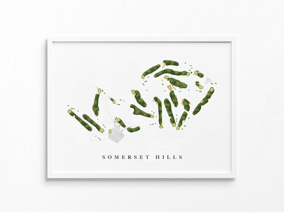 Somerset Hills Country Club | Bernardsville, NJ | Golf Course Map, Personalized Golf Art Gifts for Men Wall Decor, Custom Watercolor Print