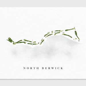 North Berwick | Schotland | Golfbaankaart, gepersonaliseerde golfkunstcadeaus voor mannen Muurdecoratie, aangepaste aquarelafdruk