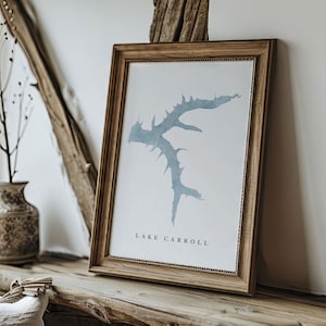 Lake Carroll | Lanark, Illinois | Cadeau aquarel kaart meer, decor meerhuis, gepersonaliseerde kunst huwelijkscadeau, aangepaste reisschildering, kunstafdruk