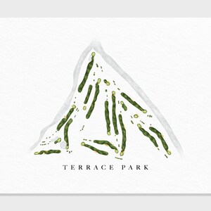 Country Club de Terrace Park | Cincinnati, Ohio | Carte du parcours de golf, cadeaux d'art de golf personnalisés pour homme, décoration murale, impression aquarelle personnalisée