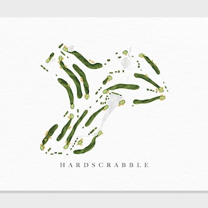 Country Club de Hardscrabble | Fort Smith, Arkansas | Carte du parcours de golf, cadeaux d'art de golf personnalisés pour homme, décoration murale, impression aquarelle personnalisée