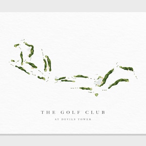 Der Golfclub Teufelsturm | Hulett, WY | Golf Platz Karte, Golf Kunst Geschenke für Herren Wanddekoration, Benutzerdefinierte Aquarell Druck