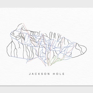 Jackson Hole | Teton Dorf, WY | Weg Karte Geschenk Berg Haus Ski Dekor, personalisierte Familien Reise Winter Abenteuer, Kunstdruck