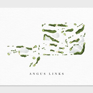 Fox Prairie (Angus Links)-golfbaan | Windsor, Illinois | Golfbaankaart, golferdecorcadeau, scorekaartlay-out | Fine Art-afdruk in aquarelstijl