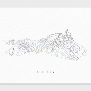 Grote lucht | Montana | Routekaart cadeau voor berghuis skidecor, gepersonaliseerd familiereizen winteravontuur, minimalistische kunstafdruk