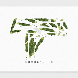 acres de littoral | Lake Bluff, Illinois | Carte du parcours de golf, cadeaux d'art de golf personnalisés pour homme, décoration murale, impression aquarelle personnalisée