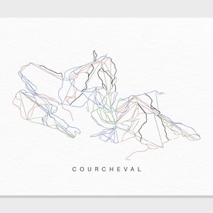 Courchevel | Frankreich | Wanderkarte Geschenk für Berg Haus Ski Dekor, personalisierte Familienreise Winter Abenteuer, minimalistischer Kunstdruck