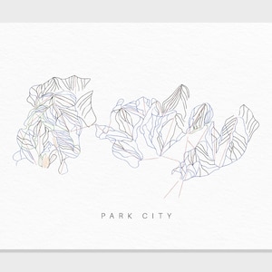Park City | Utah | Mapa de trilha Presente para decoração de esqui Mountain House, viagem de família personalizada Aventura de inverno, Impressão de arte minimalista