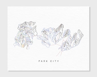 Park City | Utah | Trail Map Gift for Mountain House Ski Decor, Personalized Family Travel Winter Adventure, Minimalist Art Print
