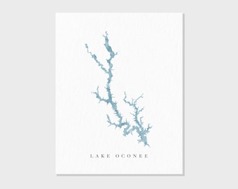 Lake Oconee | Georgia | Watercolor Lake Map Gift, Lake House Decor, Personalized Art Wedding Gift, Custom Travel Painting, Art Print