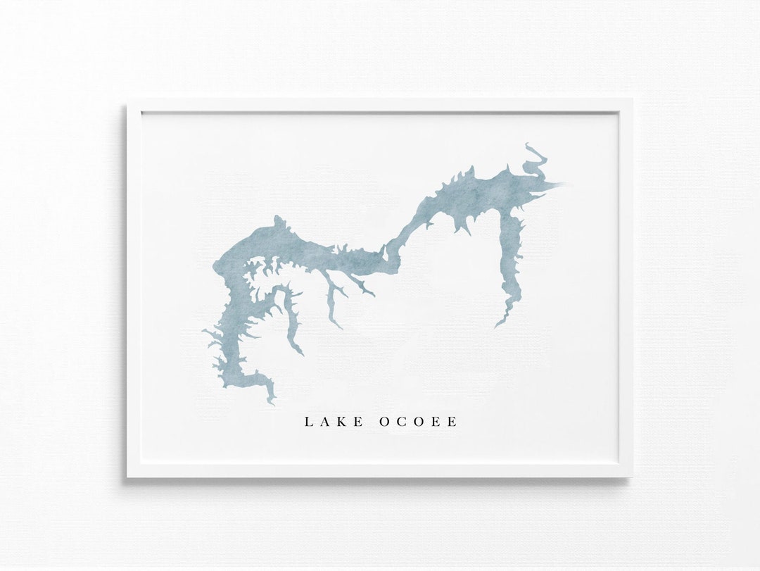 Lake Ocoee Parksville Lake, TN Lake Map, Lake Decor Gift, Lake Layout