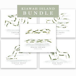 Kiawah Bundle | Ocean Course, Osprey Point, Turtle Point, Cougar Point, Oak Point | Set of 5 Watercolor-style Prints UNFRAMED