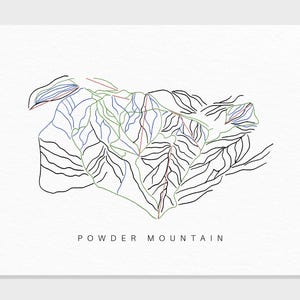 Puderberg | Utah | Ski-Wanderkarte Geschenk, Berghaus, Ski-Dekor, personalisierte Familienreise-Winterabenteuer, minimalistischer Kunstdruck