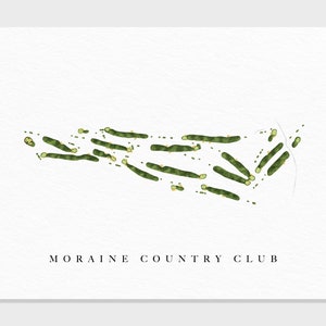 Moraine Country Club / Dayton, OH / Mappa del campo da golf, regali personalizzati di arte del golf per uomo, decorazione murale, stampa acquerello personalizzata