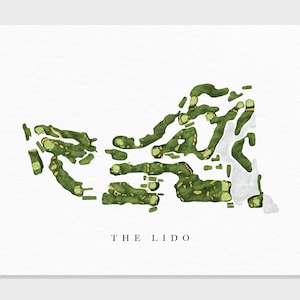 Het Lido | Sand Valley, Wisconsin | Golfbaankaart, gepersonaliseerde golfkunstcadeaus voor mannen Muurdecoratie, aangepaste aquarelafdruk