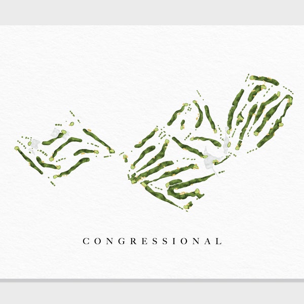 Congressional Country Club | Bethesda, MD | Golf Course Map, Personalized Golf Art Gifts for Men Wall Decor, Custom Watercolor Print