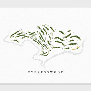 Cypresswood Golf Club | Spring, TX | Golf Course Map, Personalized Golf Art Gifts for Men Wall Decor, Custom Watercolor Print
