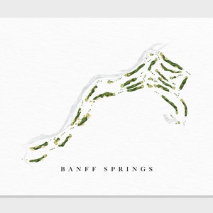 Banff Springs Golf Platz | Banff, AB | Golf Platz Karte, Golf Kunst Geschenke für Herren Wanddekoration, Benutzerdefinierte Aquarell Druck
