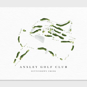 Ansley Golf Club | Atlanta, Georgia | Golfbaankaart, gepersonaliseerde golfkunstcadeaus voor mannen Muurdecoratie, aangepaste aquarelafdruk