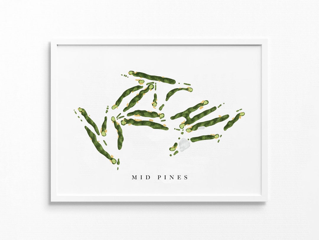 Mid Pines Course Map Mid Pines | Southern Pines, NC | Golf Course Map, Personalized Golf Art ...