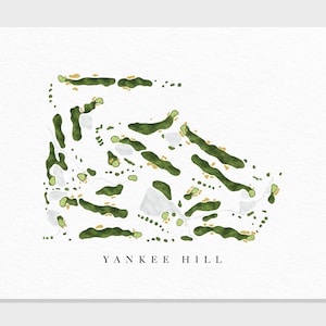 Yankee Hill Country Club | Lincoln, NE | Golf Course Map, Personalized Golf Art Gifts for Men Wall Decor, Custom Watercolor Print