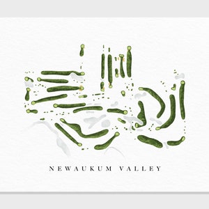 Newaukum Valley-golfbaan | Chehalis, WA | Golfbaankaart, gepersonaliseerde golfkunstcadeaus voor mannen Muurdecoratie, aangepaste aquarelafdruk