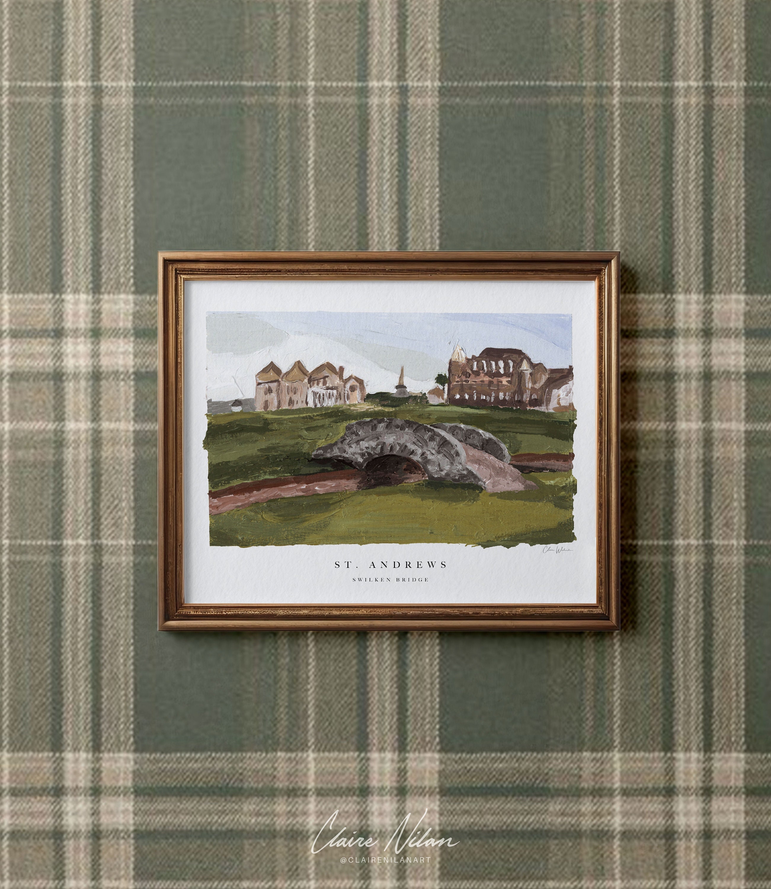 St. Andrews 18th Hole | Acrylic Painting | Swilken Bridge, Swilcan Bridge, Old Course, Scotland Golf Painting, Gift | Fine Art Print