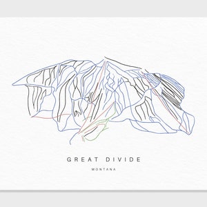 Große Kluft | Montana | Wanderkarte Geschenk für Berg Haus Ski Dekor, personalisierte Familienreise Winter Abenteuer, minimalistischer Kunstdruck