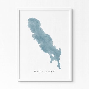 Meeuwenmeer | Michigan | Cadeau aquarel kaart meer, decor meerhuis, gepersonaliseerde kunst huwelijkscadeau, aangepaste reisschildering, kunstafdruk