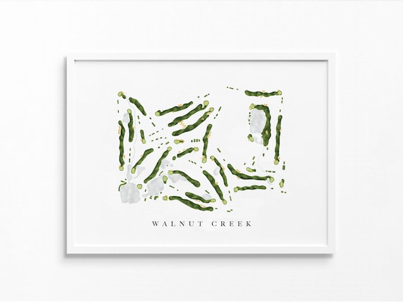 Walnut Creek Country Club | South Lyon, MI | Golf Course Map, Personalized Golf Art Gifts for Men Wall Decor, Custom Watercolor Print