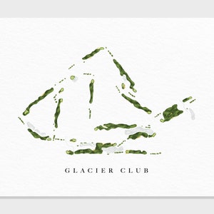 Gletscherklub | Washington, MI | Golf Platz Karte, Golf Kunst Geschenke für Herren Wanddekoration, Benutzerdefinierte Aquarell Druck