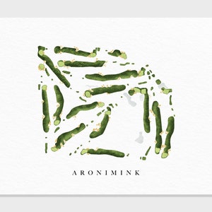Aronimink Golf Club / Newtown Square, PA / Mapa del campo de golf, regalos de arte de golf personalizados para hombres, decoración de pared, impresión de acuarela personalizada