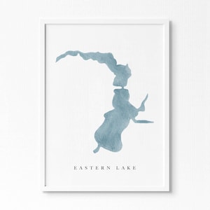 Lac de l'Est | 30 A, Floride | Cadeau de carte aquarelle de lac, décoration de maison de lac, cadeau de mariage artistique personnalisé, peinture de voyage personnalisée, impression d'art