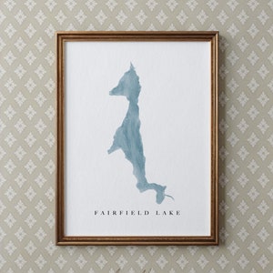 Fairfield Lake | Sapphire Valley, NC | Cadeau aquarel kaart meer, decor meerhuis, gepersonaliseerde kunst huwelijkscadeau, reizen schilderen, kunstafdruk