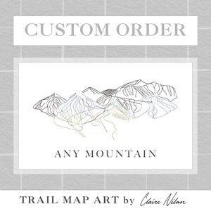 Mappa sciistica personalizzata / Mappa dei sentieri personalizzata in regalo, Decorazione per casa di montagna, Ricordi di vacanze invernali in famiglia, Sci Snowboard Escursionismo, Stampa artistica