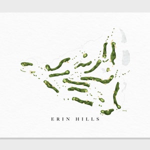 Erin Hills-golfbaan | Wisconsin | Golfbaankaart, gepersonaliseerde golfkunstcadeaus voor mannen Muurdecoratie, aangepaste aquarelafdruk