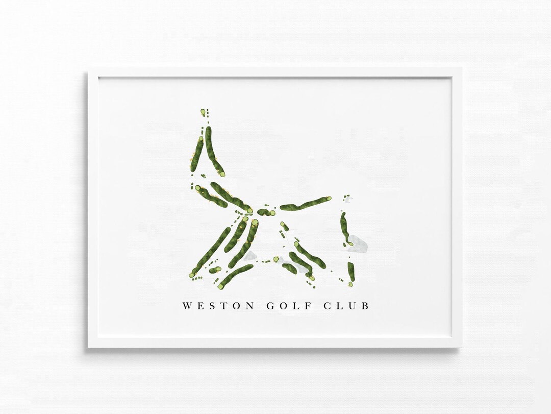 Weston Golf Club Weston, MA Golf Course Map, Golfer Decor Gift for Him