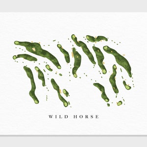 Wild Horse Golf Club / Gothenburg, NE / Mapa del campo de golf, regalos de arte de golf personalizados para hombres, decoración de pared, impresión de acuarela personalizada