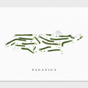Paganica Golf Club | Oconomowoc, WI | Golf Course Map, Personalized Golf Art Gifts for Men Wall Decor, Custom Watercolor Print