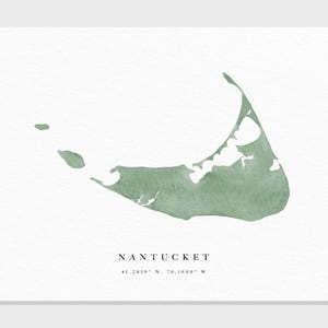 Nähgarn | Island Aquarell Karte | Cape Cod, Massachusetts, Martha's Vineyard, Madaket, Brant Point, Urlaub, Reisegeschenk, Kunstdruck