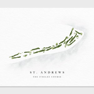 St.Andrews, Jubiläumskurs | Schottland | Golplatz Map, Golf Gemälde, Golf Geschenk, Golf Platz Layout | Aquarell Style Fine Art Druck