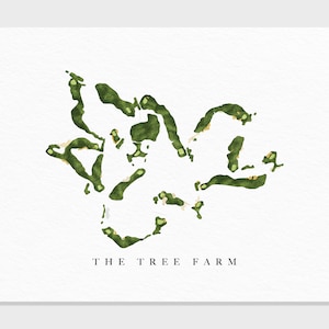 Die Baum Farm | Aiken, Batesburg-Leesville, SC | Golf Platz Karte, Golf Kunst Geschenke für Herren Wanddekoration, Benutzerdefinierte Aquarell Druck