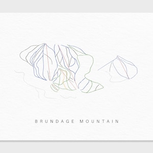Brundage Berg | McCall, ID. | Wander Karte Geschenk Berg Haus Ski Urlaubsort Dekor, personalisierte Familien Reise Winter Abenteuer, Kunstdruck