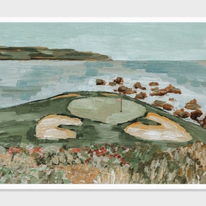 Pebble Beach Golf Hole 7 | Acrylic Painting | Abstract Golf Course Painting, Links Decor Gift | Fine Art Print