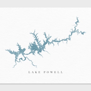 Lac Powell | Arizona Utah | Cadeau de carte aquarelle de lac, décoration de maison de lac, cadeau de mariage artistique personnalisé, peinture de voyage personnalisée, impression d'art